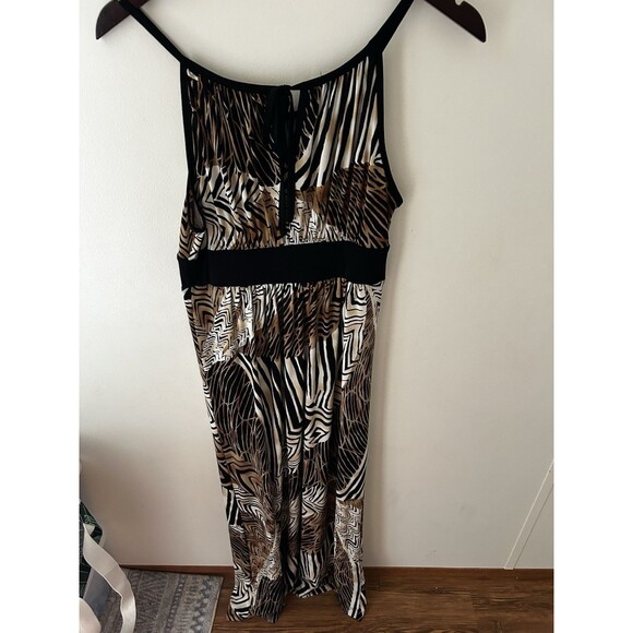 AGB Petites Women’s Medium Animal Print Maxi Dress Tie Back Y2K Resort Summer - Picture 5 of 8
